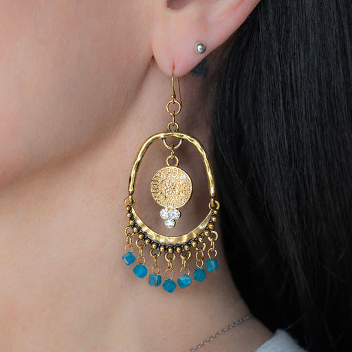 Jewelry Kit, Chandelier Swing Gemstone Earring Set, Blue Apatite and Gold - Limited Edition