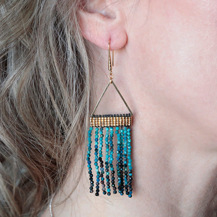 Jewelry Kit, Cleopatra Fringe Gemstone Earring Set, Gold and Chrysocolla - Limited Edition