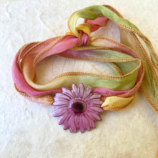 Flower Silk Ribbon Wrap Bracelet