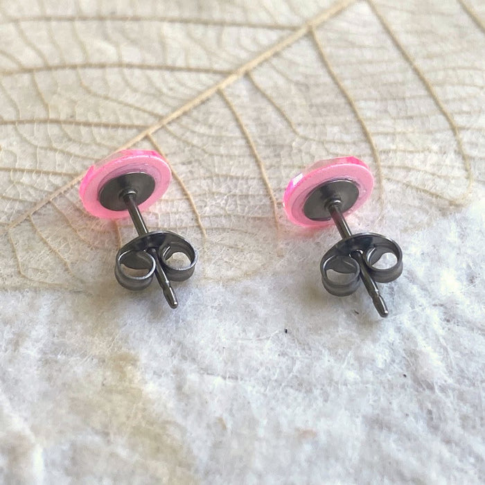 Electric Pink Crystal Stud Earrings