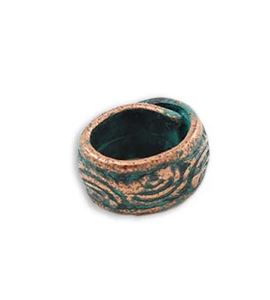 Vintaj Copper Verdigris-Plated Bordered Ring Link 10x9mm