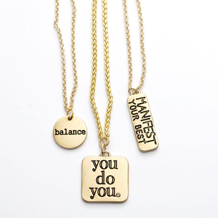 PowHERful 3 Piece Charm Set in Gold - "Manifest Your Best" "You Do You" "Balance" - GB Exclusive