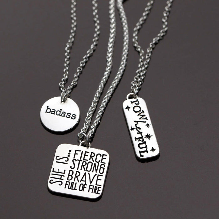 PowHERful 3 Piece Charm Set in Silver - "She isâ€¦..." "PowHERful" "Badass" - GB Exclusive