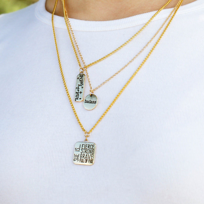 PowHERful 3 Piece Charm Set in Gold - "She isâ€¦..." "PowHERful" "Badass" - GB Exclusive