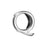 Regaliz Alphabet Slider Bead, for 10mm Flat Leather Cord Letter 'Q', Silver Plated (1 Piece)
