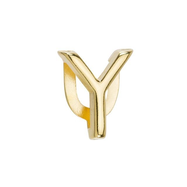 Regaliz Alphabet Slider Bead, for 10mm Flat Leather Cord Letter 'Y', Gold Plated (1 Piece)