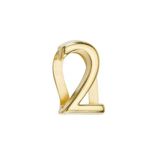Regaliz Number Slider Bead, for 10mm Flat Leather Cord Number '2', Gold Plated (1 Piece)