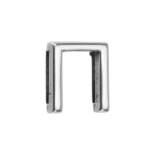 Regaliz Symbol Slider Bead, for 10mm Flat Leather Cord 'PI', Silver Plated (1 Piece)