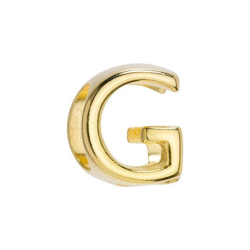 Regaliz Alphabet Slider Bead, for Oval Leather Cord 'G', Gold Plated (1 Piece)