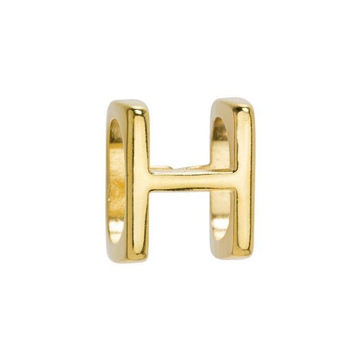 Regaliz Alphabet Slider Bead, for Oval Leather Cord 'H', Gold Plated (1 Piece)