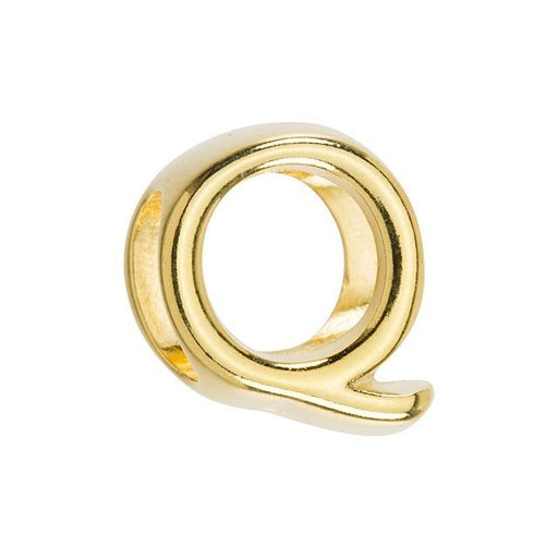 Regaliz Alphabet Slider Bead, for Oval Leather Cord 'Q', Gold Plated (1 Piece)