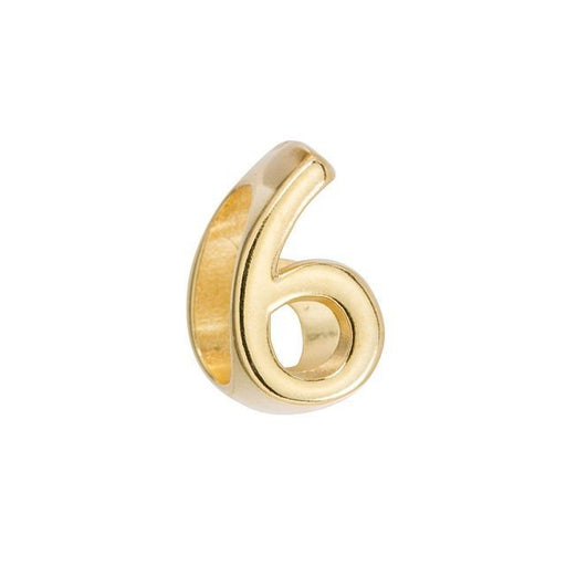 Regaliz Number Slider Bead, for Oval Leather Cord '6 or 9', Gold Plated (1 Piece)