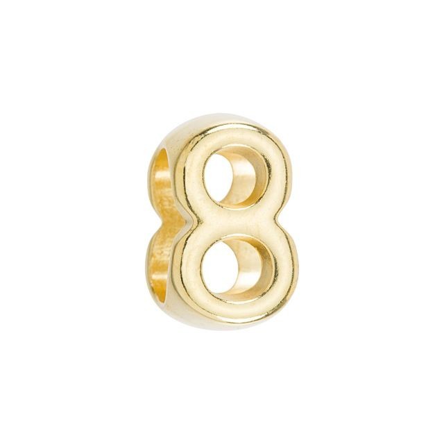 Regaliz Number Slider Bead, for Oval Leather Cord '8', Gold Plated (1 Piece)