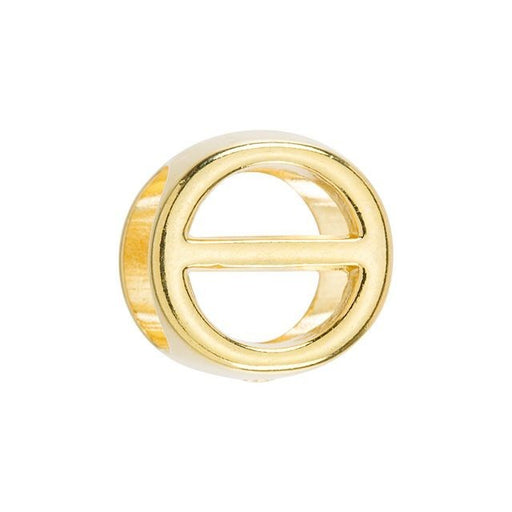 Regaliz Symbol Slider Bead, for Oval Leather Cord 'THETA', Gold Plated (1 Piece)