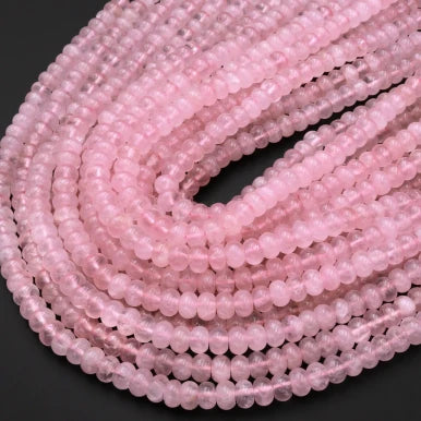 Natural Rose Quartz 8mm Rondelle Bead Strand - AAA Grade
