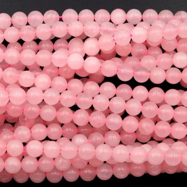 Natural Rose Quartz 8mm Smooth Round Bead Strand