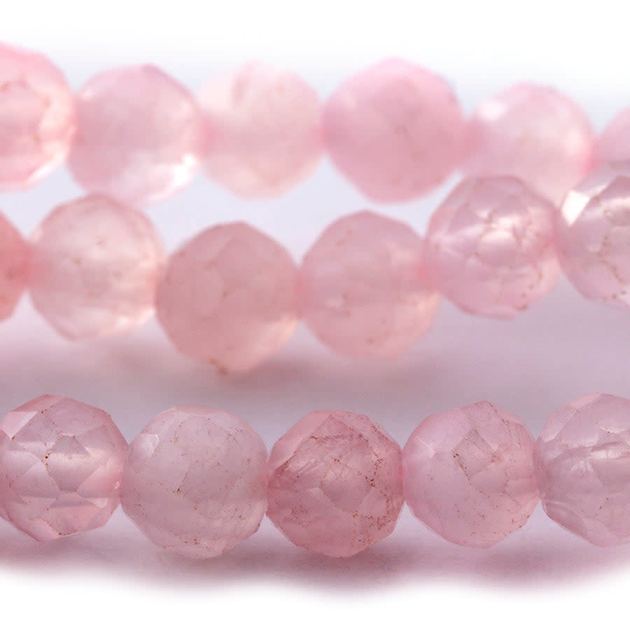 Rose Quartz 4mm Faceted Round 8-Inch