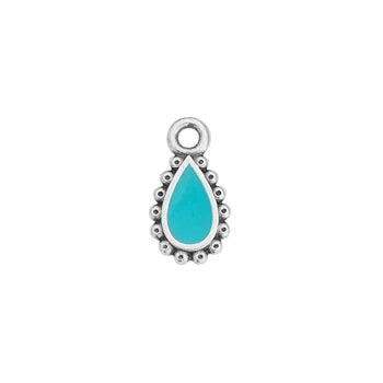 TierraCast Antiqued Silver Drop Pendant with Light Sky Blue Accent