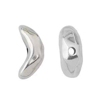Antiqued Silver Organic Crescent Large-Hole Bead with 2.5mm Hole