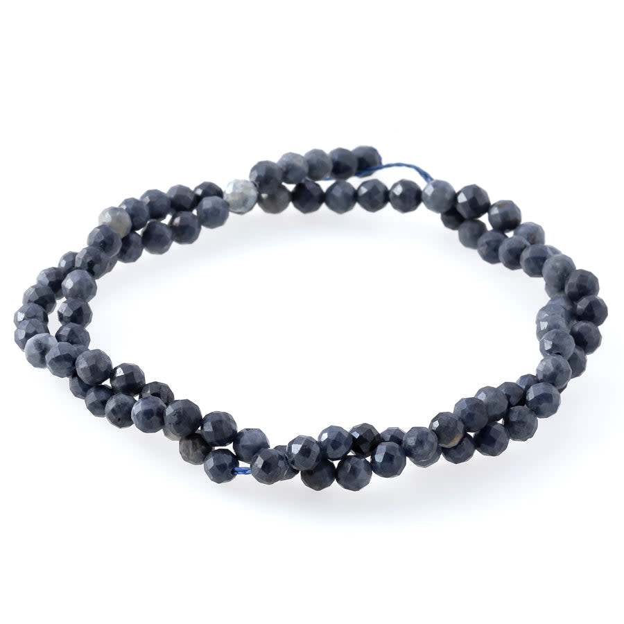 Sapphire Plated 4mm Round Faceted - 15-16 Inch