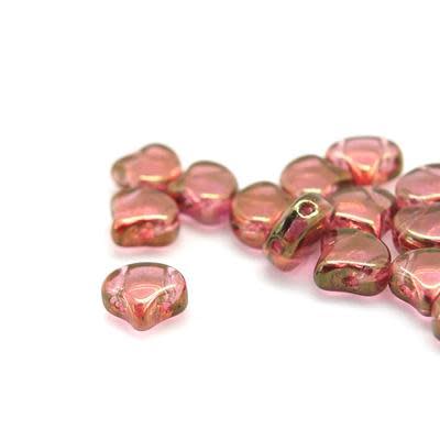 Luster Pink Matubo Ginkgo Two Hole Czech Seed Beads Tube