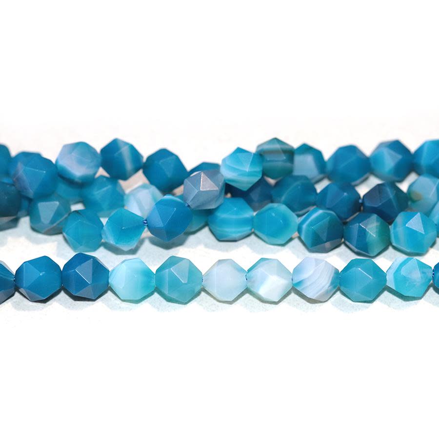 Dakota Stones 10mm Matte Blue Sardonyx Star Cut Round Bead Strand