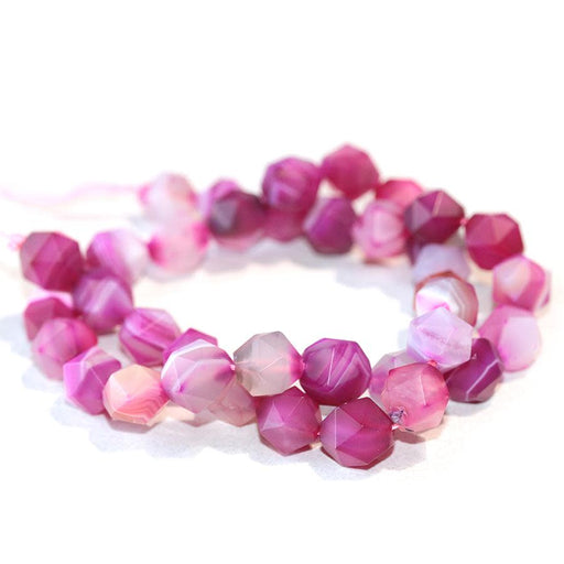 Dakota Stones 10mm Matte Pink Sardonyx Star Cut Round Bead Strand