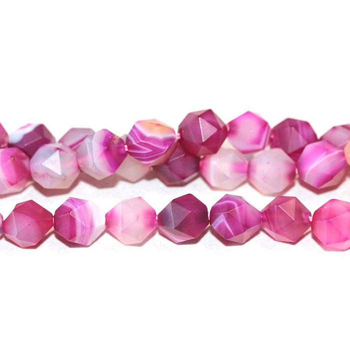 Dakota Stones 10mm Matte Pink Sardonyx Star Cut Round Bead Strand