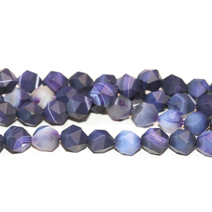 Dakota Stones 8mm Matte Purple Sardonyx Star Cut Round Bead Strand