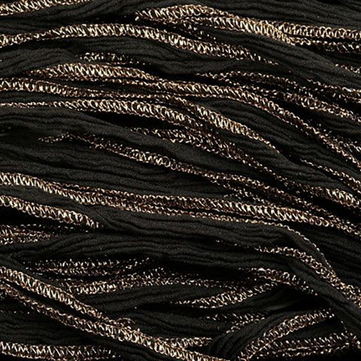 Hand-Dyed Silk Ribbon, 20mm Wide, Jet Black with Metallic Gold Edges (32-36 Inch Strand)