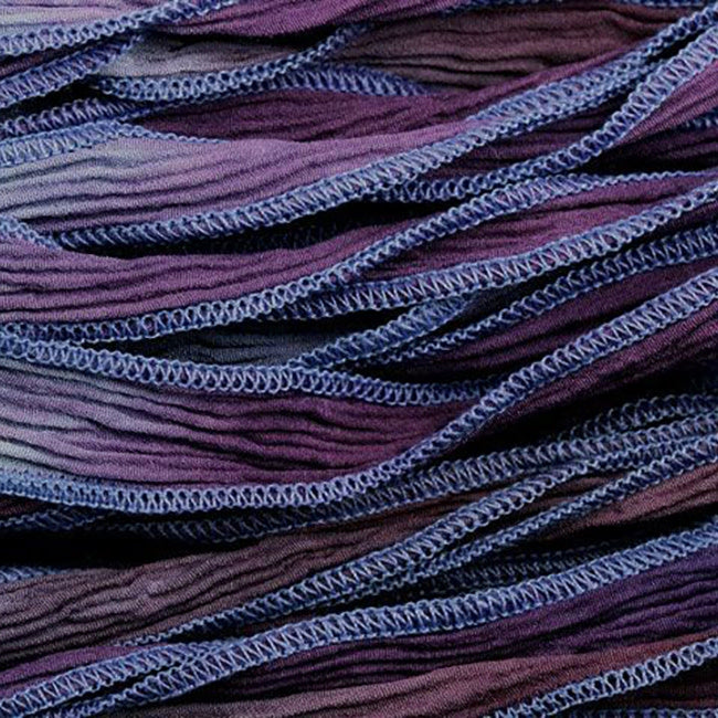 Hand-Dyed Silk Ribbon, 20mm Wide, Blue and Plum Purple Blend (32-36 Inch Strand)