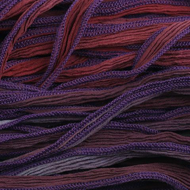 Hand-Dyed Silk Ribbon, 20mm Wide, Burgundy Red/Eggplant Blend (32-36 Inch Strand)