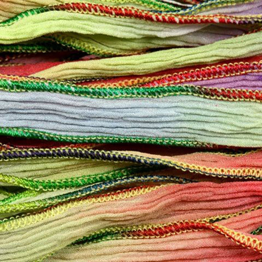 Hand-Dyed Silk Ribbon, 20mm Wide, Hawaiian Sunset Blend (32-36 Inch Strand)