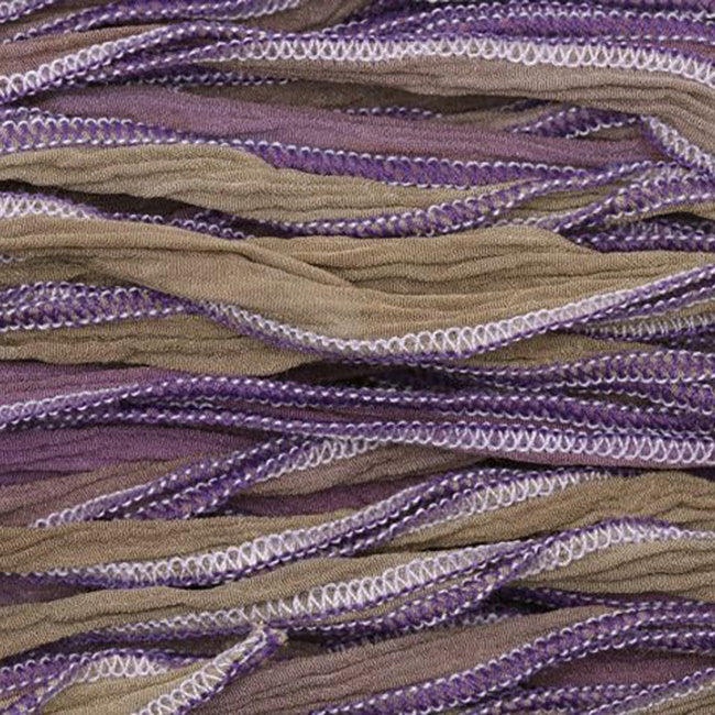 Hand-Dyed Silk Ribbon, 20mm Wide, Lavender Purple/Mocha Brown Blend (32-36 Inch Strand)