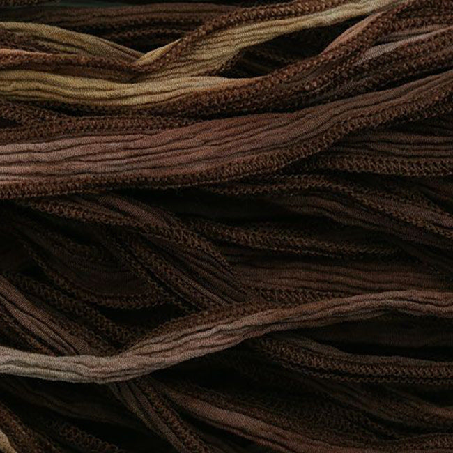 Hand-Dyed Silk Ribbon, 20mm Wide, Multi Brown Blend (32-36 Inch Strand)