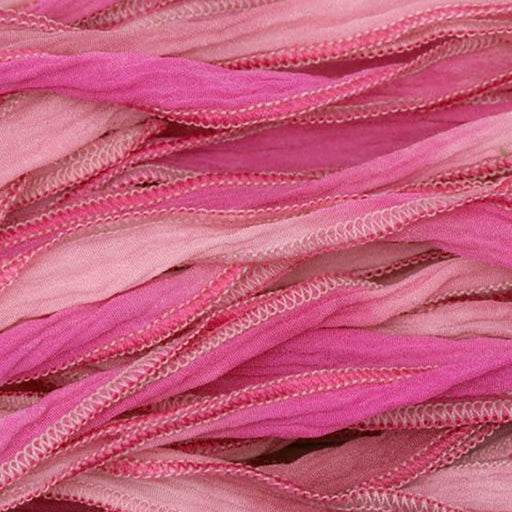 Hand-Dyed Silk Ribbon, 20mm Wide, Multi Pink Blend (32-36 Inch Strand)