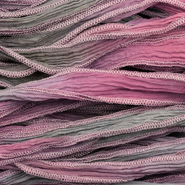 Hand-Dyed Silk Ribbon, 20mm Wide, Pink/Grey Blend (32-36 Inch Strand)