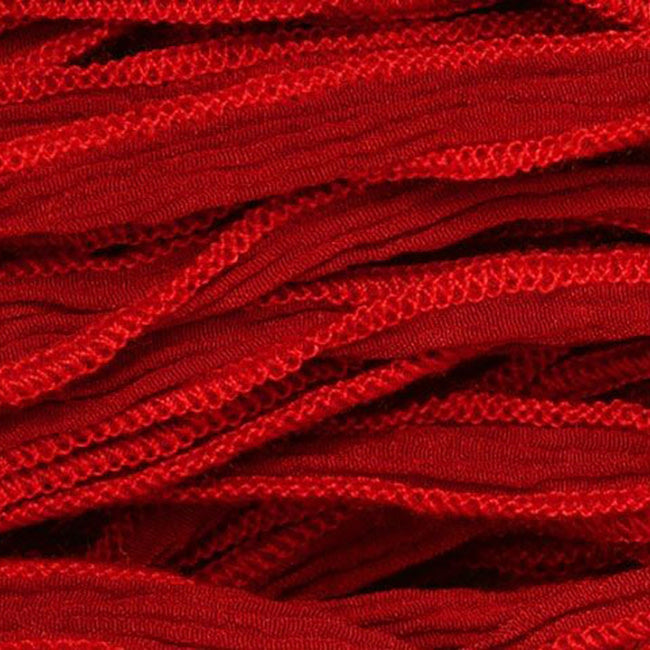 Hand-Dyed Silk Ribbon, 20mm Wide, Red (32-36 Inch Strand)