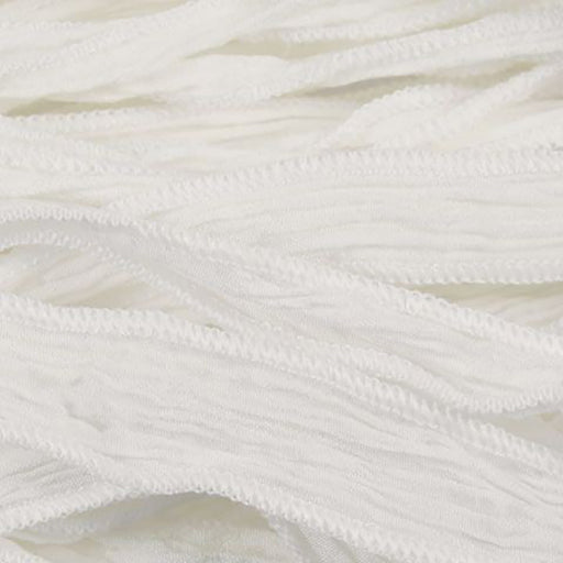 Hand-Dyed Silk Ribbon, 20mm Wide, White (32-36 Inch Strand)