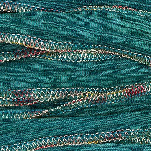 Hand-Dyed Silk Ribbon, 20mm Wide, Teal Blue/Purple Blend (32-36 Inch Strand)