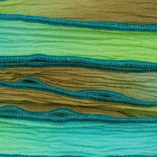 Hand-Dyed Silk Ribbon, 20mm Wide, High Tide Blue/Green Blend (32-36 Inch Strand)