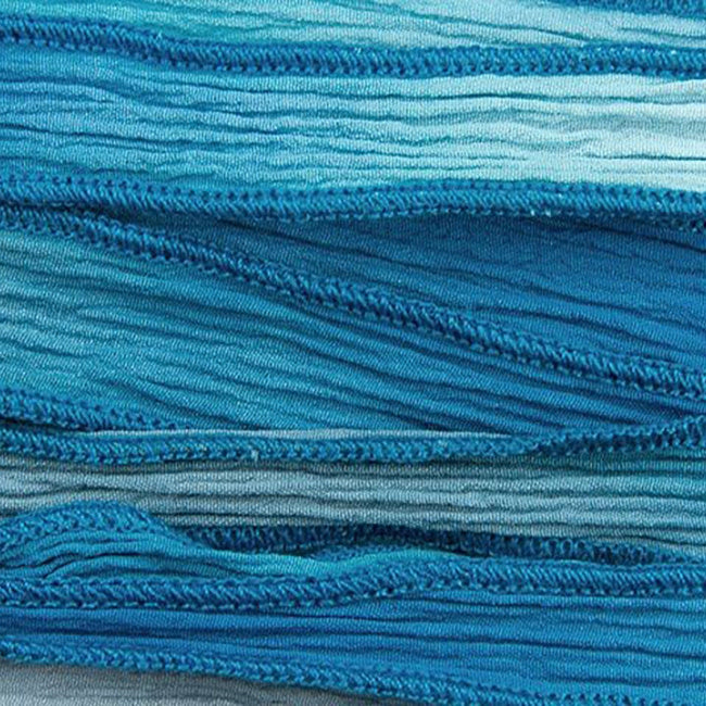 Hand-Dyed Silk Ribbon, 20mm Wide, Blue Blend (32-36 Inch Strand)
