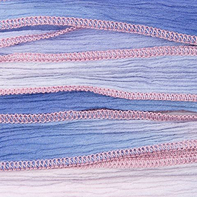 Hand-Dyed Silk Ribbon, 20mm Wide, Light Blue/Pink Blend (32-36 Inch Strand)
