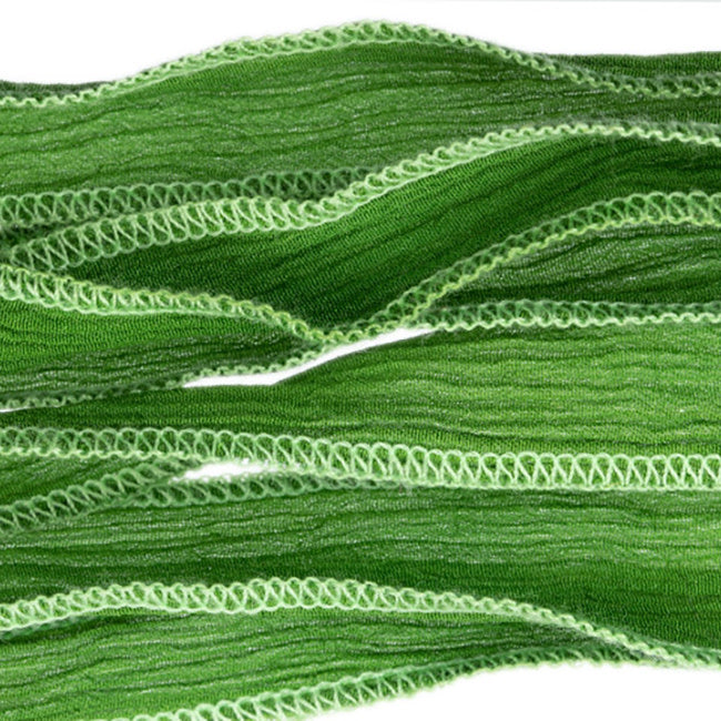 Hand-Dyed Silk Ribbon, 20mm Wide, Lime Green (32-36 Inch Strand)