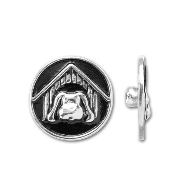 Snap 2 It Charm, Disc with Doghouse 19mm, Silver Plated (1 Piece)
