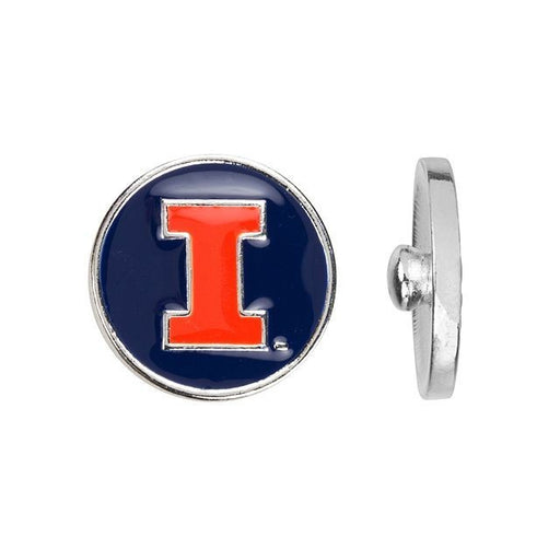 Snap 2 It Charm, Disc  "University of Illinois" 19mm, Silver Plated (1 Piece)