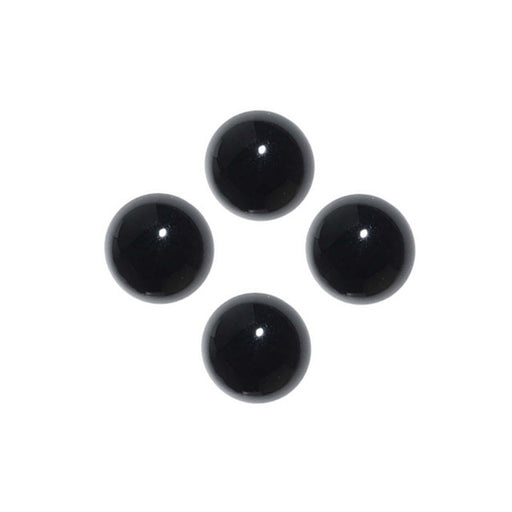Black Onyx Gemstone Round Flat-Back Cabochons 13mm (4 Pieces)