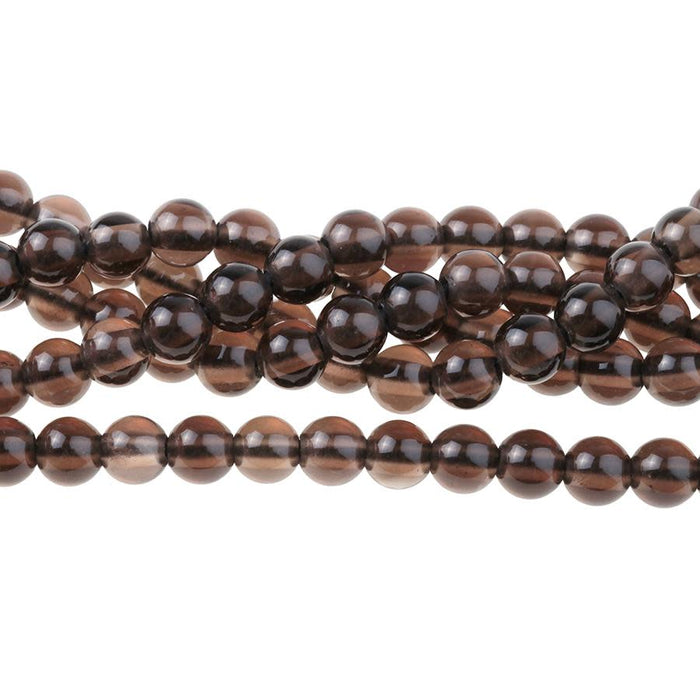 Dakota Stones Smoky Quartz 8mm Large-Hole Round Bead Strand