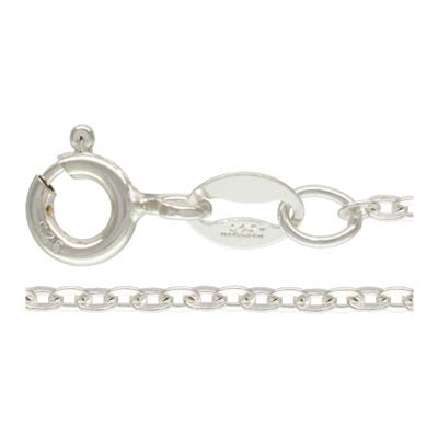 Finished Necklace Chain, 035 Sterling Silver, 16-Inch, Flat Cable Chain Necklace