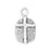 Sterling Silver Charm, Rectangle with Small Cross 15.5x9mm, 1 Piece